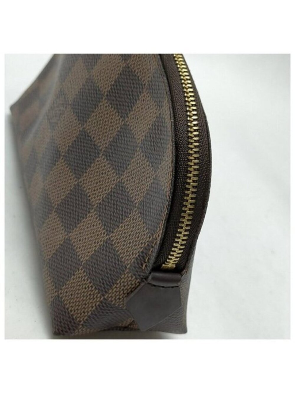 Authentic Louis Vuitton Cosmetic Pochette Damier Ebene Makeup Pouch Brown Canvas - Picture 6 of 16